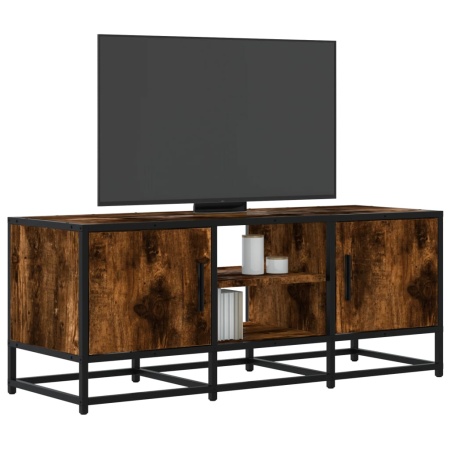 Dulap TV stejar fumuriu, 100x35x41 cm lemn prelucrat și metal