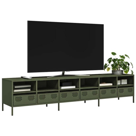 Dulap TV, verde măsliniu, 202x39x43,5 cm, oțel laminat la rece