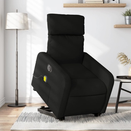 Fotoliu electric de masaj rabatabil cu ridicare, negru, textil