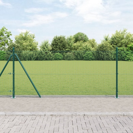 Gard cu sârmă sudată cu 13 posturi flansate Verde 0.8x50 m Oțel