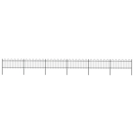 Gard de grădină cu vârf curbat, negru, 10,2 m, oțel