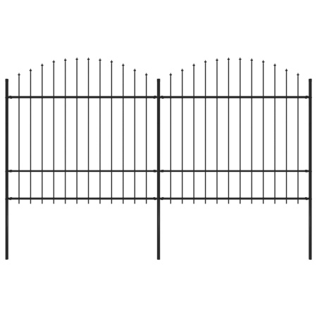 Gard de grădină cu vârf suliță, negru, 3,4 m, oțel