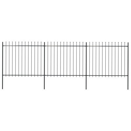 Gard de grădină cu vârf suliță, negru, 5,1 m, oțel