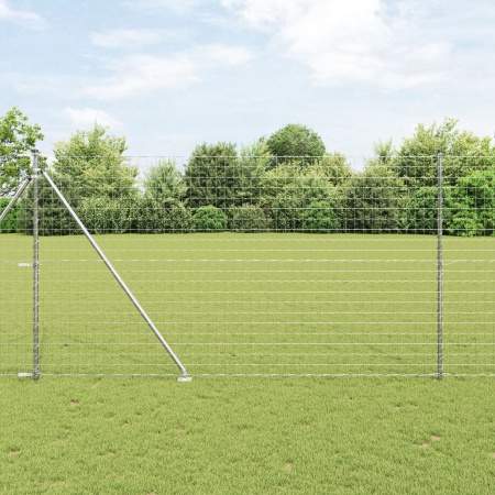 Gard Euro cu 7 stâlpi cu vârfuri 1.6x10 m Oțel galvanizat