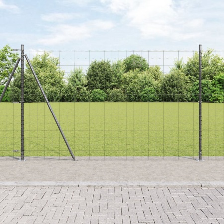 Gard Euro cu 7 Stâlpi Flanșați 1.6x10 m Oțel Galvanizat