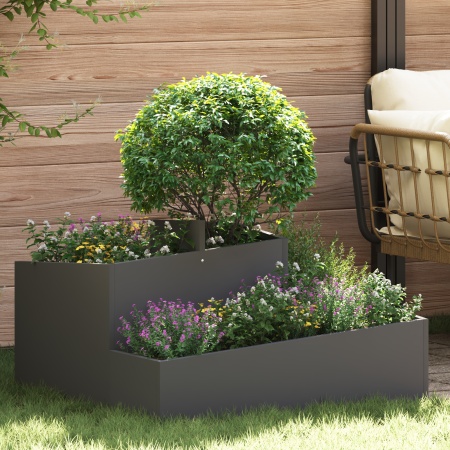 Ghiveci Negru 80x80x50 cm din oțel laminat la rece
