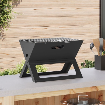 Grătar pe cărbune folding Negru 46x30x31 cm Oțel