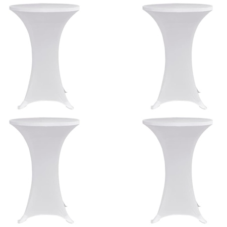 Husă de masă cu picior Ø60 cm, 4 buc., alb, elastic