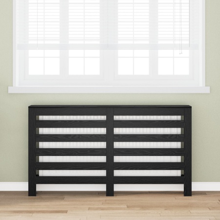 Husă de radiator stejar negru 149x20x82 cm lemn îngenierat