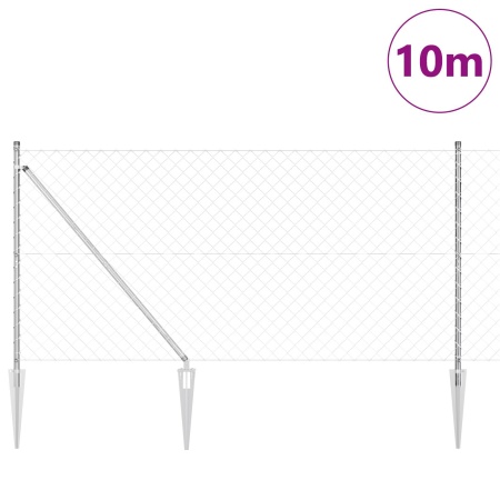 Împrejmuire cu plasă de lanț cu 7 țevi ascuțite 1.2x10 m din oțel galvanizat