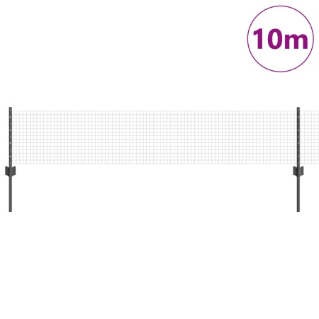 Împrejmuire din Sârmă Sudată cu 5 Stâlpi Gri 0.4x10 m Oțel