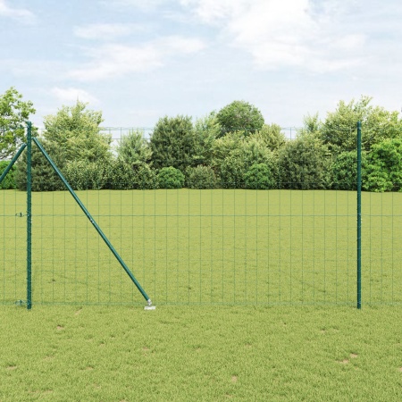 Împrejmuire Euro cu 7 stâlpi cu vârf 1.6x10 m Oțel galvanizat Verde - Img 1