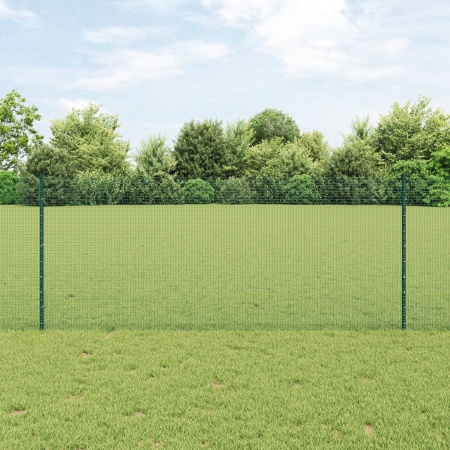 Îngrădire din Fir Sudat cu 11 Stâlpi U Verde 1x25 m Oțel