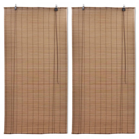 Jaluzele din bambus tip rulou, 2 buc., maro, 80x160 cm - Img 1