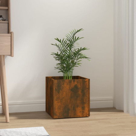 Jardinieră cutie, stejar fumuriu, 40x40x40 cm, lemn compozit