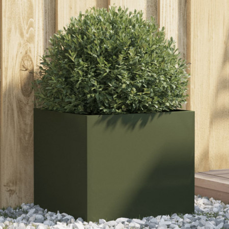 Jardinieră, verde măsliniu, 42x40x39 cm, oțel laminat la rece
