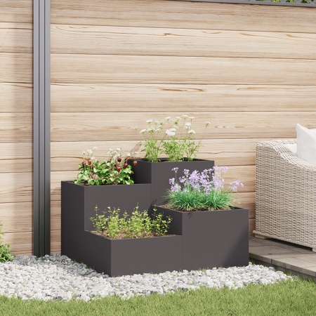 Jardiniere pentru grădină 100x100x60 cm Oțel Negru