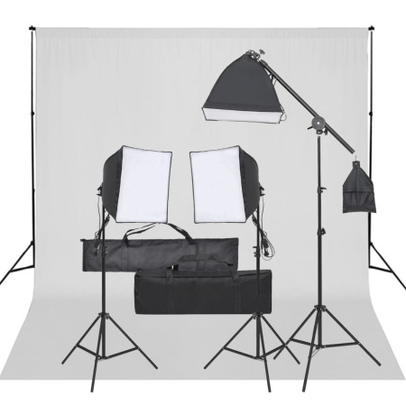 Kit studio foto cu set de lumini și fundal