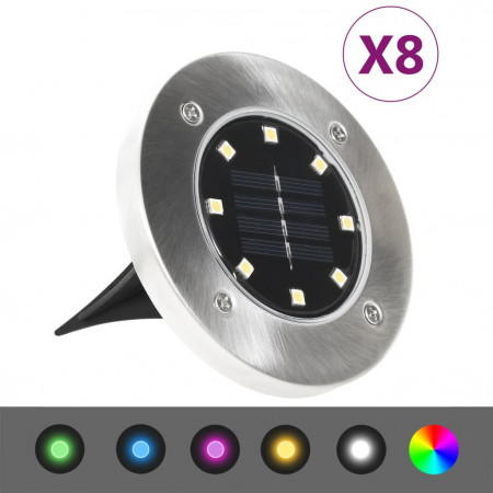 Lămpi solare pentru sol, 8 buc., cu LED-uri, culoare RGB