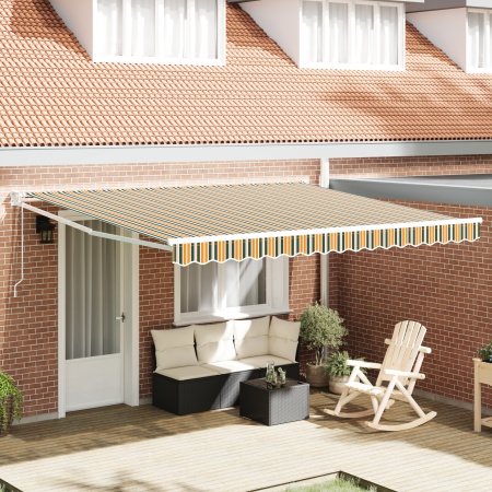 Marchiză Retractabilă Automată Verde și Galbenă 400x300 cm, Culoare pentru marchiză pentru cadru de 4x3 m Verde și Galben