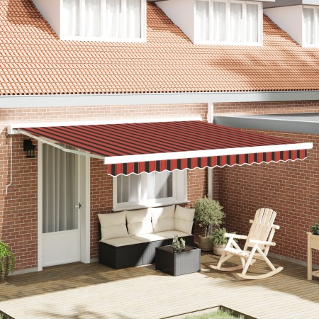 Marchiză retractabilă manuală Portocalie și Maro 350x250 cm