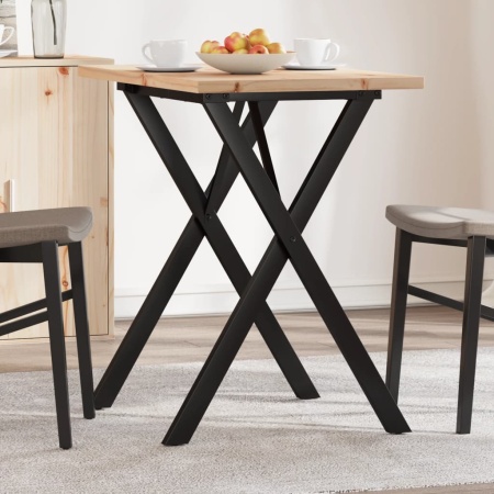Masă bucătărie, cadru X, 80x50x75,5 cm lemn masiv pin și Oţel