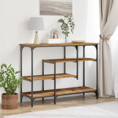 Masă Consolă Lemn Vechi 100x35x75 cm Lemn Ingineresc și Oțel