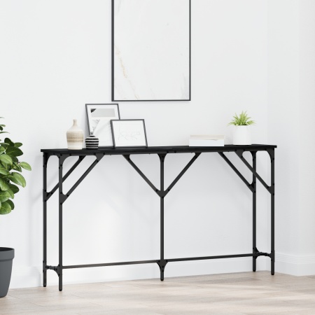 Masă consolă Negru Stejar 140x23x75 cm Lemn ingineresc