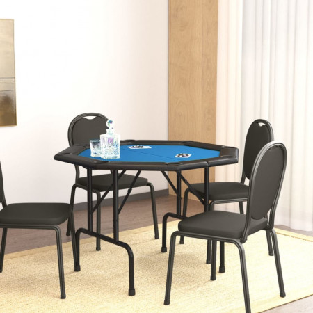 Masă de poker pliabilă, 8 jucători, albastru, 108x108x75 cm