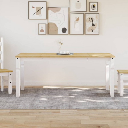 Masă de sufragerie "Corona", alb 180x90x75 cm lemn masiv de pin