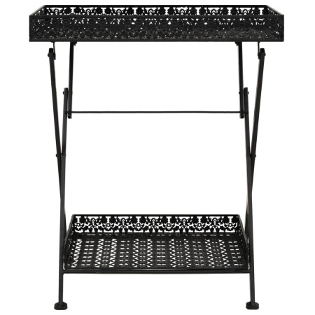 Măsuță de ceai pliabilă stil vintage negru 58x35x72 cm metal