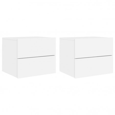 Noptiere montate pe perete cu lumini LED, 2 buc., alb