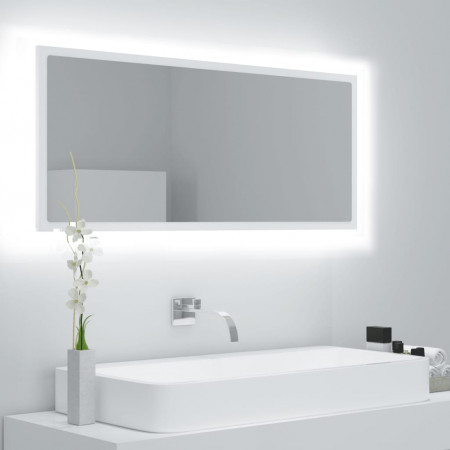 Oglindă de baie cu LED, alb, 100x8,5x37 cm, PAL - Img 1