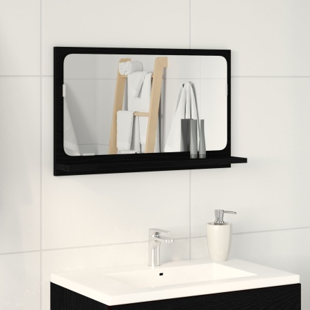 oglindă de baie Negru Stejar 60x10,5x37 cm Lemn compozit