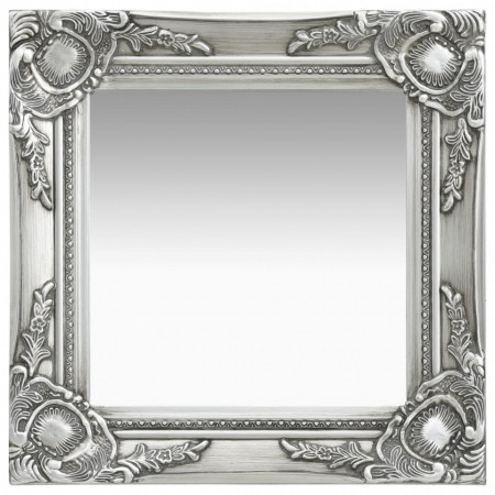 Oglindă de perete în stil baroc, argintiu, 40 x 40 cm - Img 1