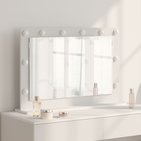 Oglindă de toaletă cu lumini LED Alb 80x55x18 cm
