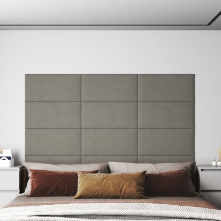 Panouri de perete 12 buc. gri deschis 60x30 cm catifea 2,16 m²