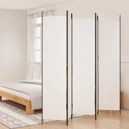 Paravan de cameră cu 5 panouri, alb, 250x220 cm, textil - Img 1