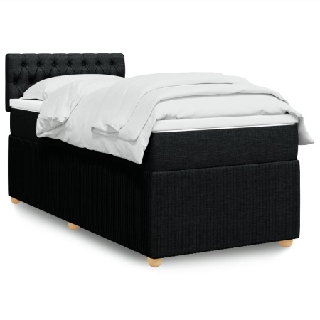 Pat box spring cu saltea, negru, 80x200 cm, textil - Img 1