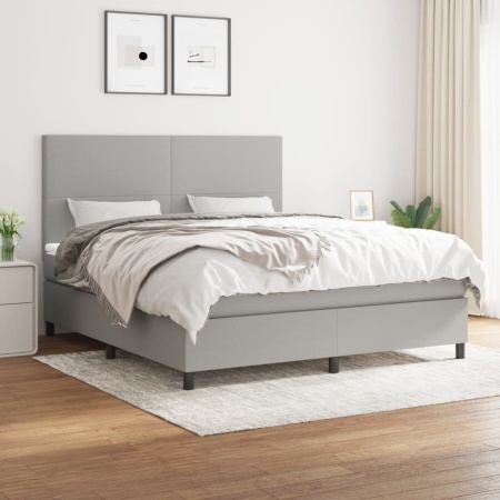 Pat continental, gri deschis, 180x200 cm, material textil