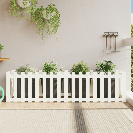 Pat înălțat grădină design gard alb 200x50x50cm lemn pin tratat