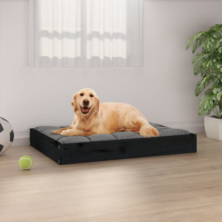 Pat pentru câini, negru, 71,5x54x9 cm, lemn masiv de pin - Img 1
