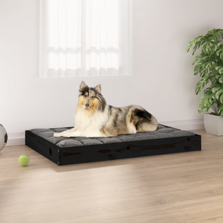 Pat pentru câini, negru, 91,5x64x9 cm, lemn masiv de pin - Img 1