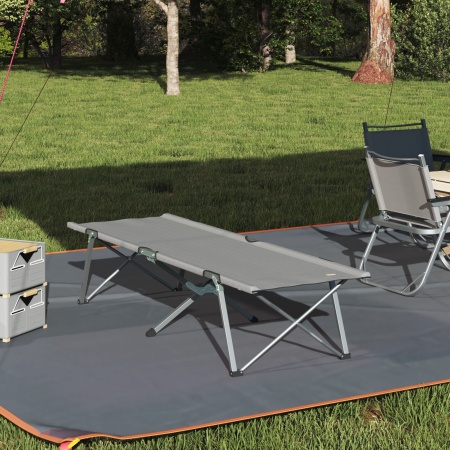 Pat pliabil camping Gri Aluminiu Mare Pliabil