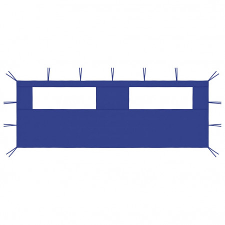 Perete lateral foișor cu ferestre, 6x2 m, albastru