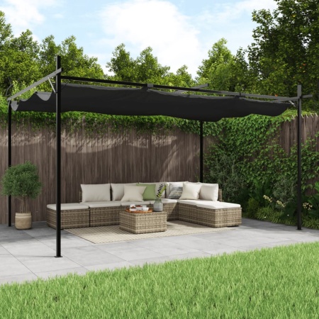 Pergola cu acoperiș retractabil, antracit, 395x292x230 cm