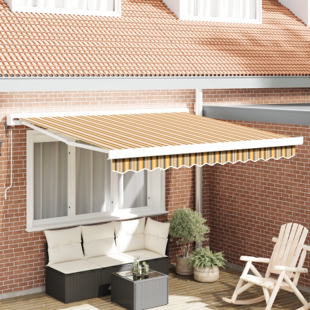 Pergolă retractabilă automată cu dungi multicolore 300x250 cm