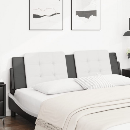 Pernă pentru tăblie pat, alb și negru, 180cm, piele artificială