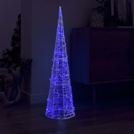 Piramidă decorativă acrilică con lumină LED albastru 120 cm