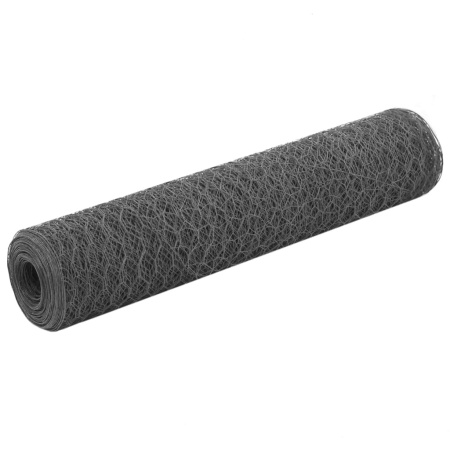 Plasă de sârmă găini, gri, 25 x 0,75 m, oțel cu înveliș PVC